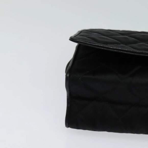 CHANEL Matelasse Chain Shoulder Bag Satin Black Gold CC Auth 113270AV - Picture 4 of 16